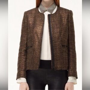 CLUB MONACO Chanel-style Tweed Jacket in Bronze Copper Metallic Size 6